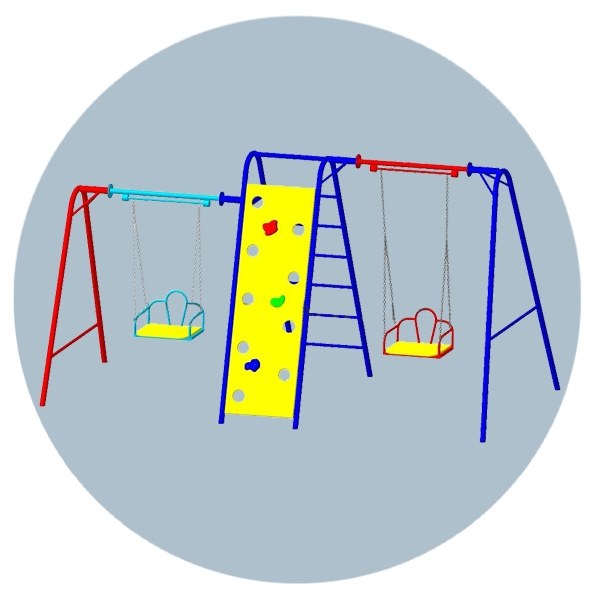 Качели К-05 разноуровневые со скалодромом