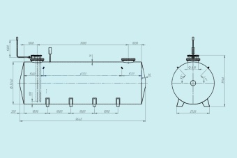 Чертеж Двустенный горизонтальный резервуар РГСД-75 м3