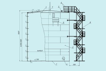 Чертеж Резервуар вертикальный РВС 1000 м3